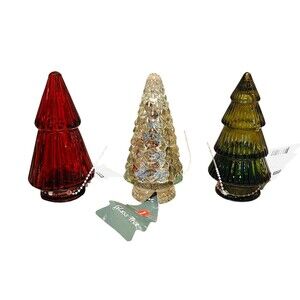 Target Bullseye 4.25" Glass Christmas Tree Set 2023 Clear Green Red - New